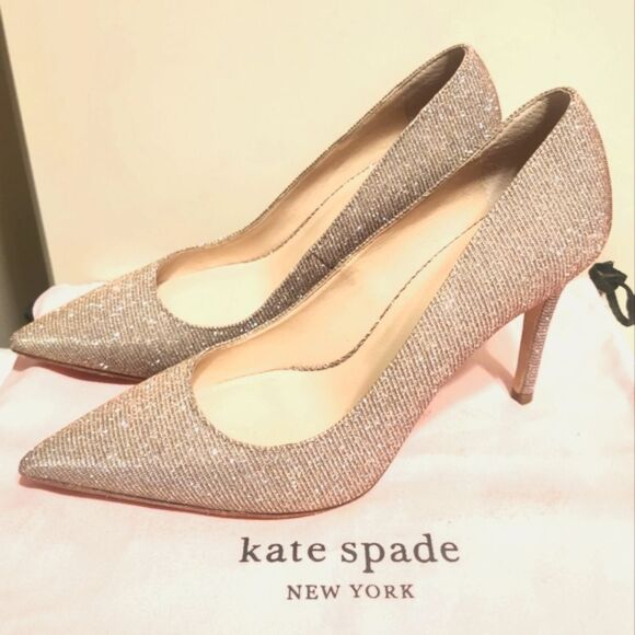 Kate Spade NY "Vivian" Pink Lurex Sparkly Pumps Sz.6.5 Ret $279 w/Dustbag & Box - Picture 4 of 16